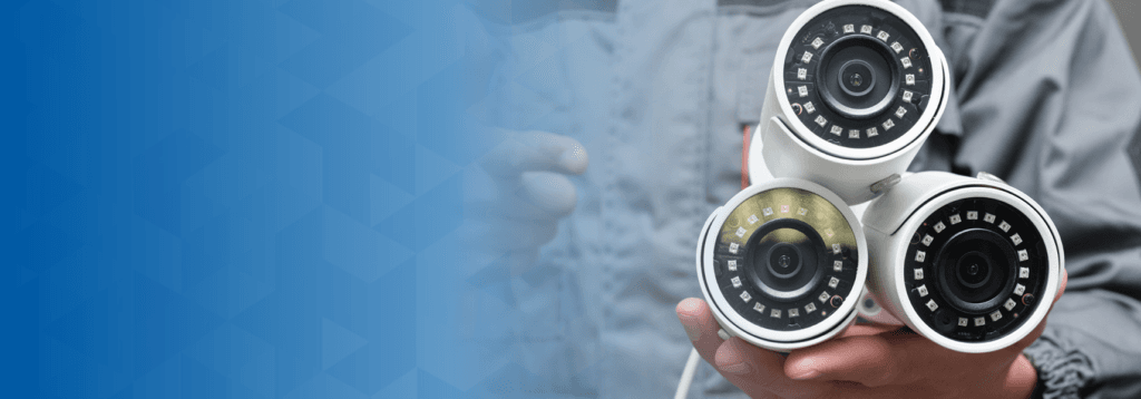 security camera held by hand during our security camera installation service that we did for a client