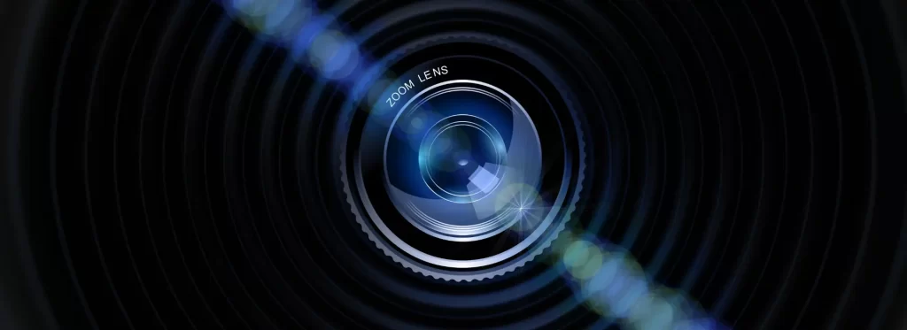 A photo of a security camera lens