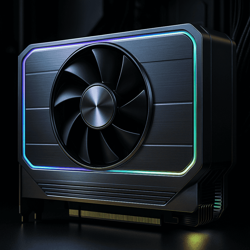 Close-up image of the best graphics processing unit (GPU) 2025 with advanced cooling and design
