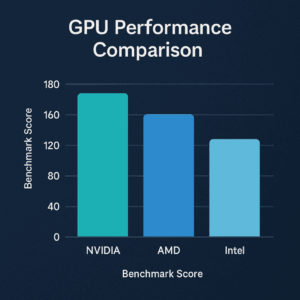 Benchmark chart comparing top GPU performance from NVIDIA, AMD, and Intel in 2025