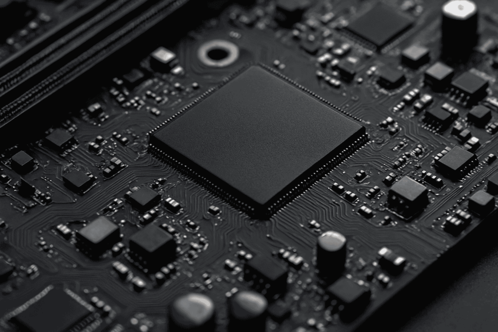 what is chipset – close-up of a computer motherboard chipset