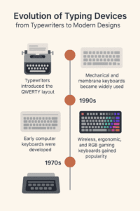 Timeline showing the development of input devices from typewriters to modern models