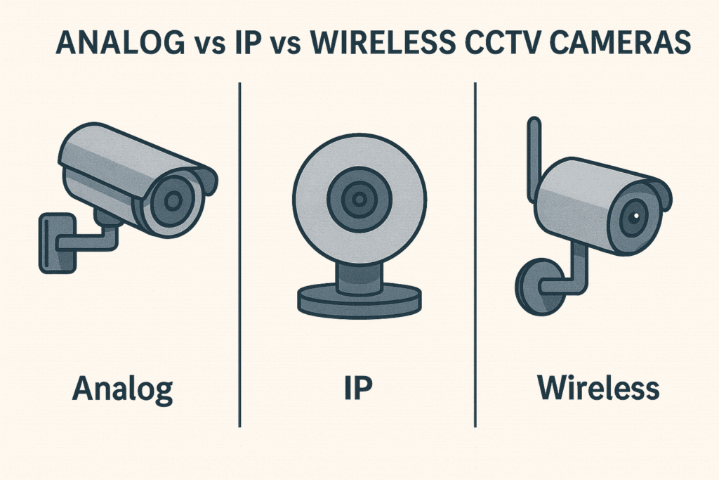 Analog vs IP vs wireless CCTV cameras side-by-side comparison