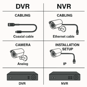 Infographic comparing Digital Video Recorder CCTV and Network Video Recorder systems