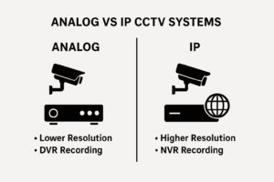 Side-by-side comparison of analog and IP CCTV systems